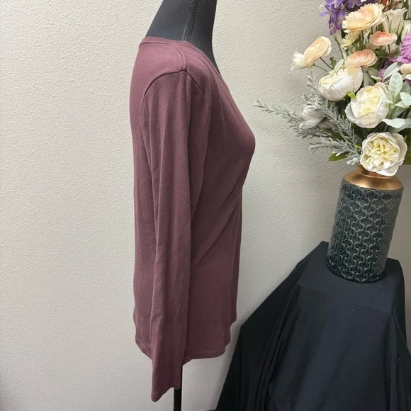 REI Women’s Organic Cotton Long Sleeve Top L | Plum UPF 50+ Hiking Tee - Picture 4 of 7